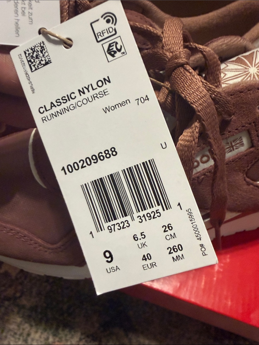 Reebok Women's Classic Nylon Sneaker — Mauve Pink with White Accents - Picture 2 of 5